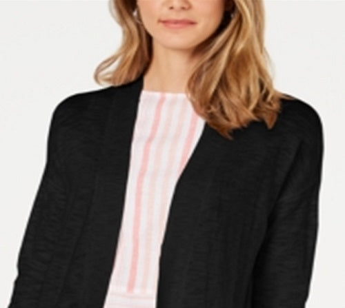 Cardigan longo de algodão feminino Charter Club, preto, tamanho grande