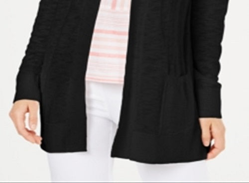 Cardigan longo de algodão feminino Charter Club, preto, tamanho grande