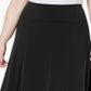 Saia midi feminina com bainha de malha plus size JM Collection, preta, tamanho 3X