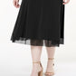 Saia midi feminina com bainha de malha plus size JM Collection, preta, tamanho 3X