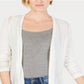 Cardigan feminino de manga comprida aberto Charter Club, branco, tamanho pequeno
