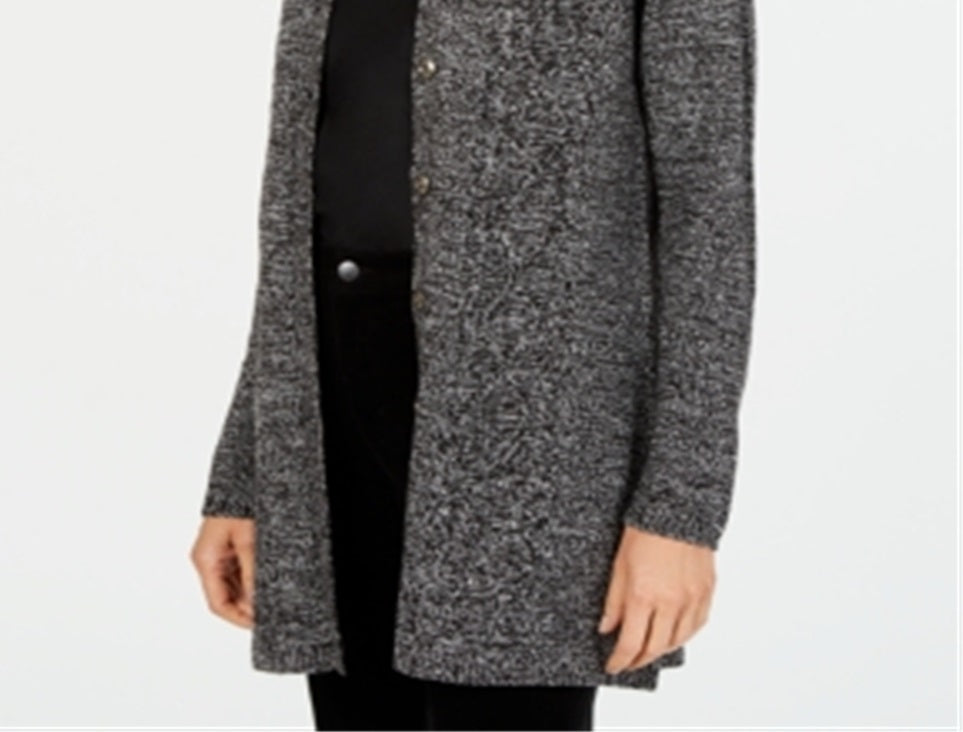 Karen Scott Cardigan Duster Feminino com Botões Frontais Cinza Tamanho Pequeno P