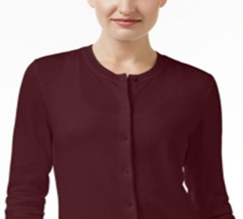 Karen Scott Cardigan Feminino Gola Redonda Vinho Tamanho Pequeno GG
