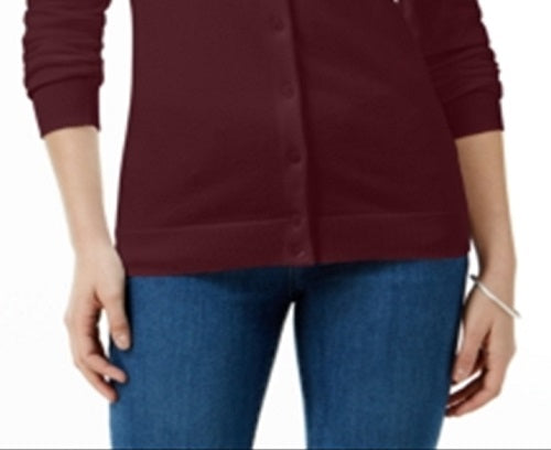 Karen Scott Cardigan Feminino Gola Redonda Vinho Tamanho Pequeno GG