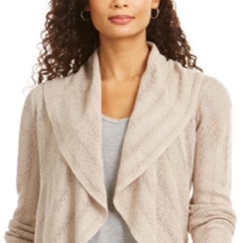 Cardigan Pointelle Feminino Estilo &amp; Co Marrom Tamanho P