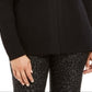 Cardigan feminino JM Collection com gola de pele sintética e broche para festa de fim de ano, preto, tamanho médio