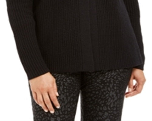 Cardigan feminino JM Collection com gola de pele sintética e broche para festa de fim de ano, preto, tamanho médio