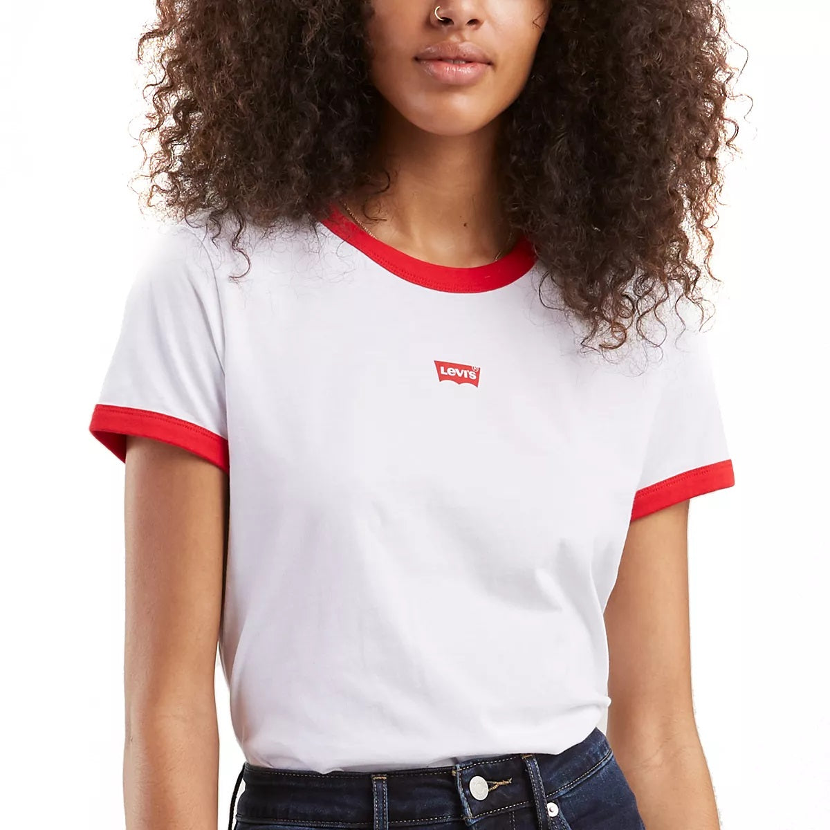 Camiseta Levi's Perfect Ringer Cotton Graphic Feminina Branca Tamanho Médio