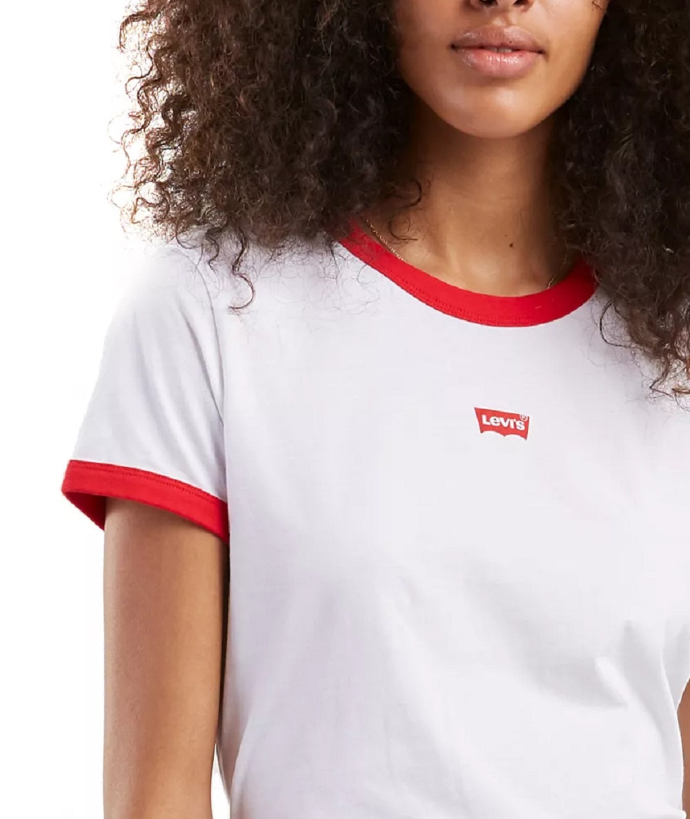 Camiseta Levi's Perfect Ringer Cotton Graphic Feminina Branca Tamanho Médio