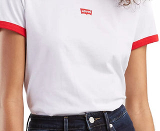 Levi's Women's Perfect Ringer Cotton Graphic T-Shirt White Size Medium