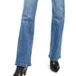 Calça jeans feminina INC International Concepts, cintura alta, ajuste curvilíneo, com botões, azul, tamanho 2