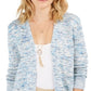 Cardigan de malha mesclado aberto feminino Style &amp; Co, azul, tamanho extragrande