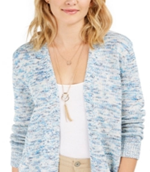 Cardigan de malha mesclado aberto feminino Style &amp; Co, azul, tamanho extragrande