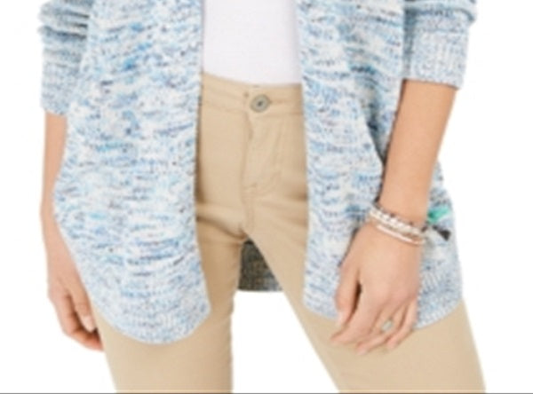 Cardigan de malha mesclado aberto feminino Style &amp; Co, azul, tamanho extragrande