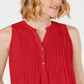 Charter Club Top Feminino Pintucked Vermelho Tamanho Pequeno Pequeno
