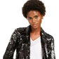 Blazer feminino com lantejoulas e um botão da INC International Concepts, preto, tamanho extrapequeno