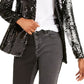 Blazer feminino com lantejoulas e um botão da INC International Concepts, preto, tamanho extrapequeno