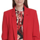 Blazer feminino DKNY com punho franzido e frente aberta, vermelho, tamanho 2, pequeno