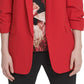 Blazer feminino DKNY com punho franzido e frente aberta, vermelho, tamanho 2, pequeno