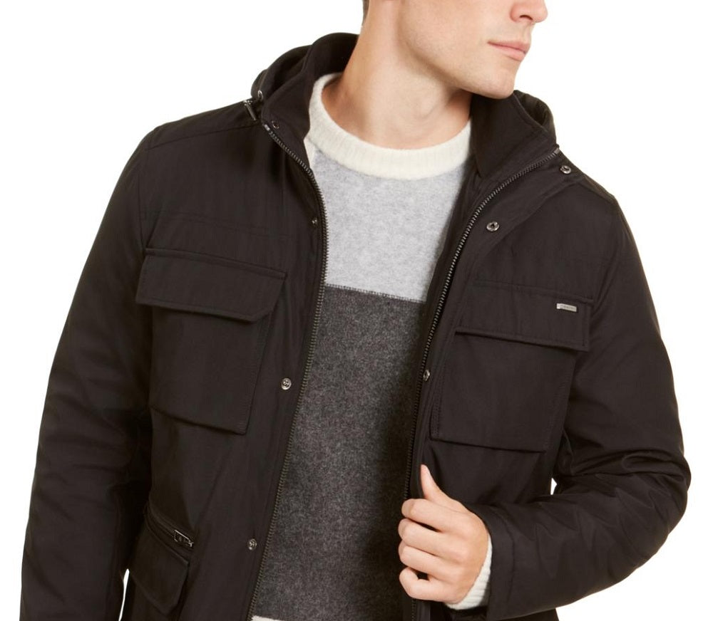 Jaqueta Calvin Klein Bonded All Season Masculina com Capuz Preta Tamanho Grande