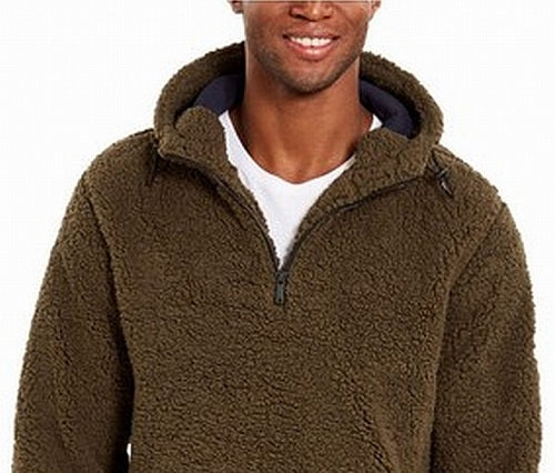 Suéter DKNY Sherpa Masculino com Zíper de 1/4 Verde Tamanho XX-G