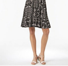 Vestido feminino estampado estilo &amp; co, preto e branco, tamanho pequeno P