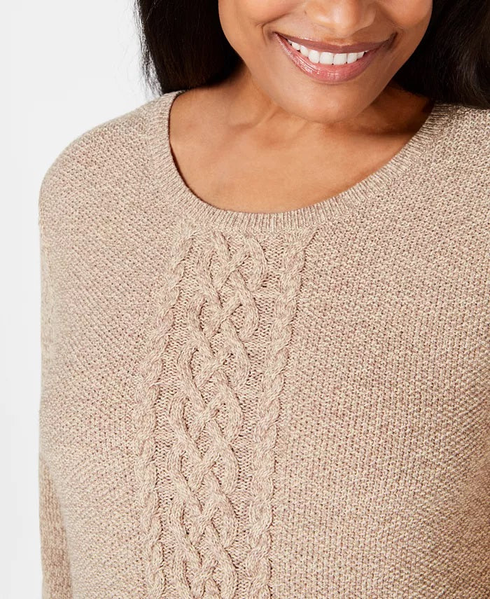 Karen Scott Suéter Feminino de Tricô com Painel Cinza Tamanho Extra Grande