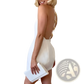Sleeveless Backless Mini Dress with Gold Rose Buttons