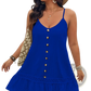 Sleeveless Button Down Ruffle Hem Summer Dress
