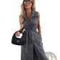 Sleeveless Tie Waist Denim Maxi Dress with Side Slit