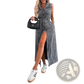 Sleeveless Tie Waist Denim Maxi Dress with Side Slit