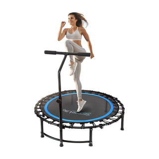 SereneLife Trampolim esportivo cardiovascular para atividades internas e externas de 40 polegadas com corrimão