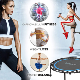 SereneLife Trampolim esportivo cardiovascular para atividades internas e externas de 40 polegadas com corrimão
