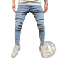 Slim Fit Light Wash Distressed Denim Jeans