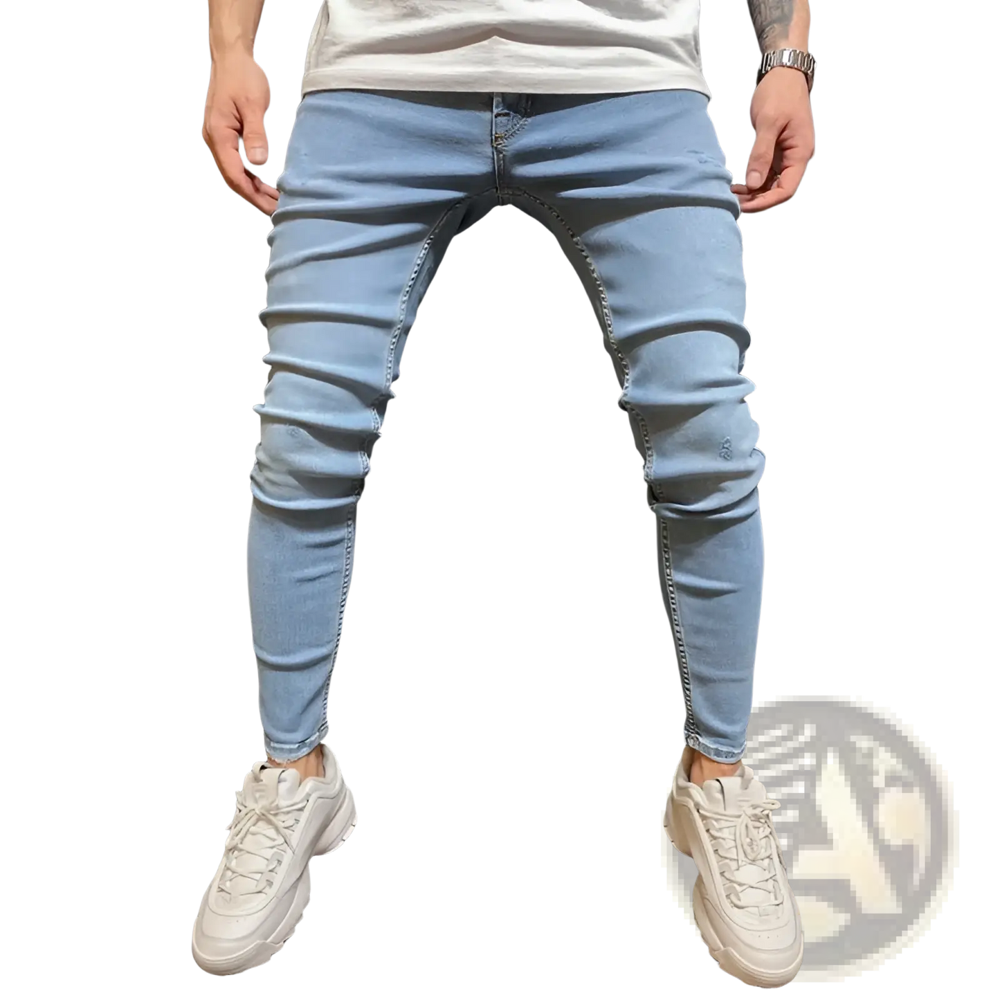 Slim Fit Light Wash Distressed Denim Jeans