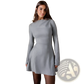 Slim Fit Long Sleeve a Line Flared Dress