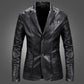 Men's Slim Fit Lightweight Leather Blazer Jacket