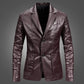 Men's Slim Fit Lightweight Leather Blazer Jacket