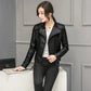 Women's Slim Fit Quilted Faux Leather Motorcycle Jacket