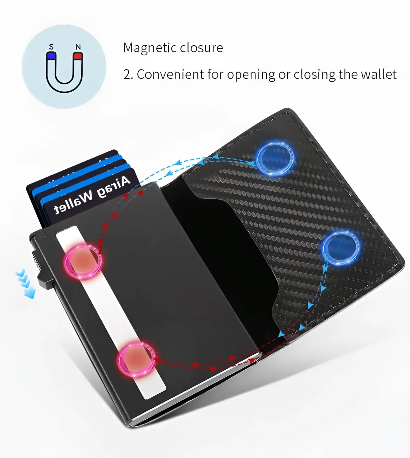Slim Rfid Carbon Fiber Pop Up Card Wallet with Money Clip