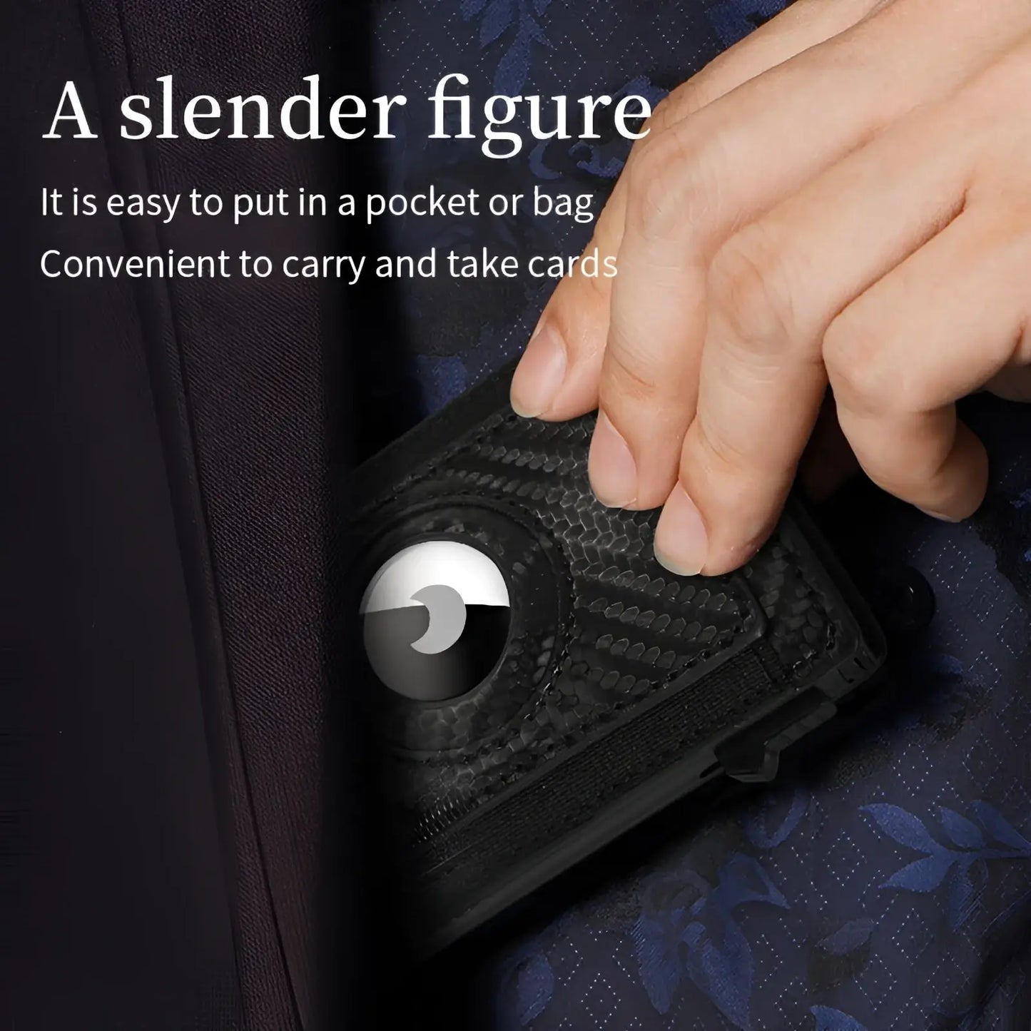 Slim Rfid Carbon Fiber Pop Up Card Wallet with Money Clip