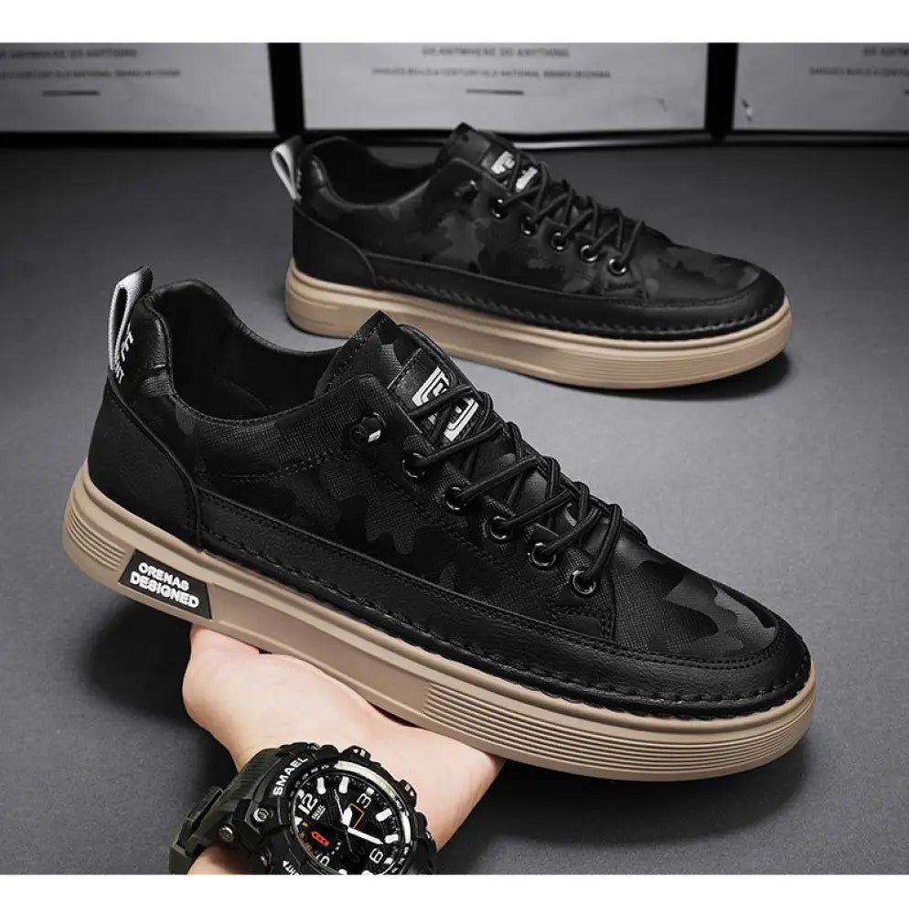 Men's Casual Suede and Leather Slip-on Sneakers
