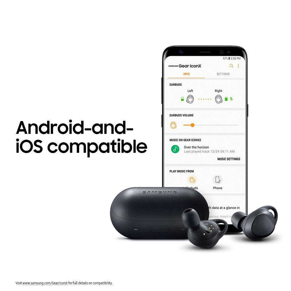Fones de ouvido Bluetooth sem fio Samsung Gear IconX (edição 2018) para exercícios, com MP3 player de 4 GB integrado - Preto