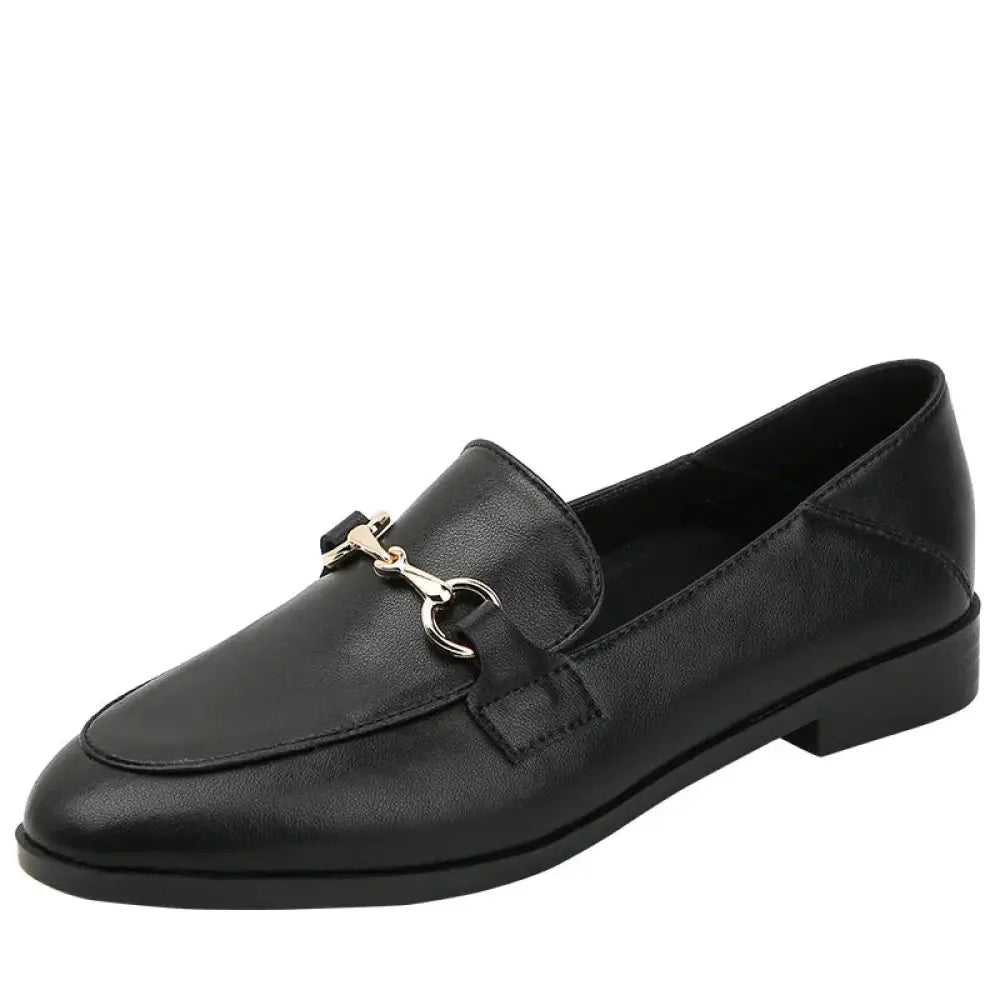 Women's Horsebit Leather Loafers with Silver Buckle