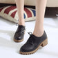 Women's Lace Up Leather Oxford Shoes with Chunky Sole