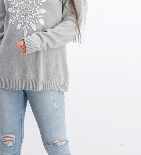 Karen Scott Suéter feminino cinza com estampa de neve, tamanho pequeno