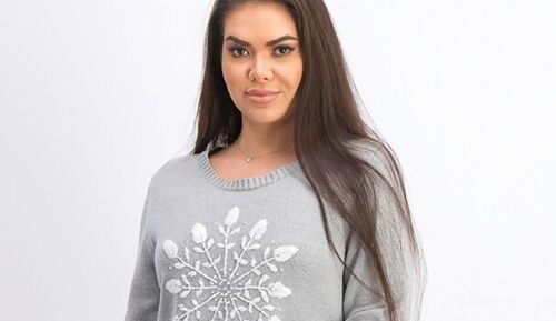 Karen Scott Suéter feminino cinza com estampa de neve, tamanho pequeno