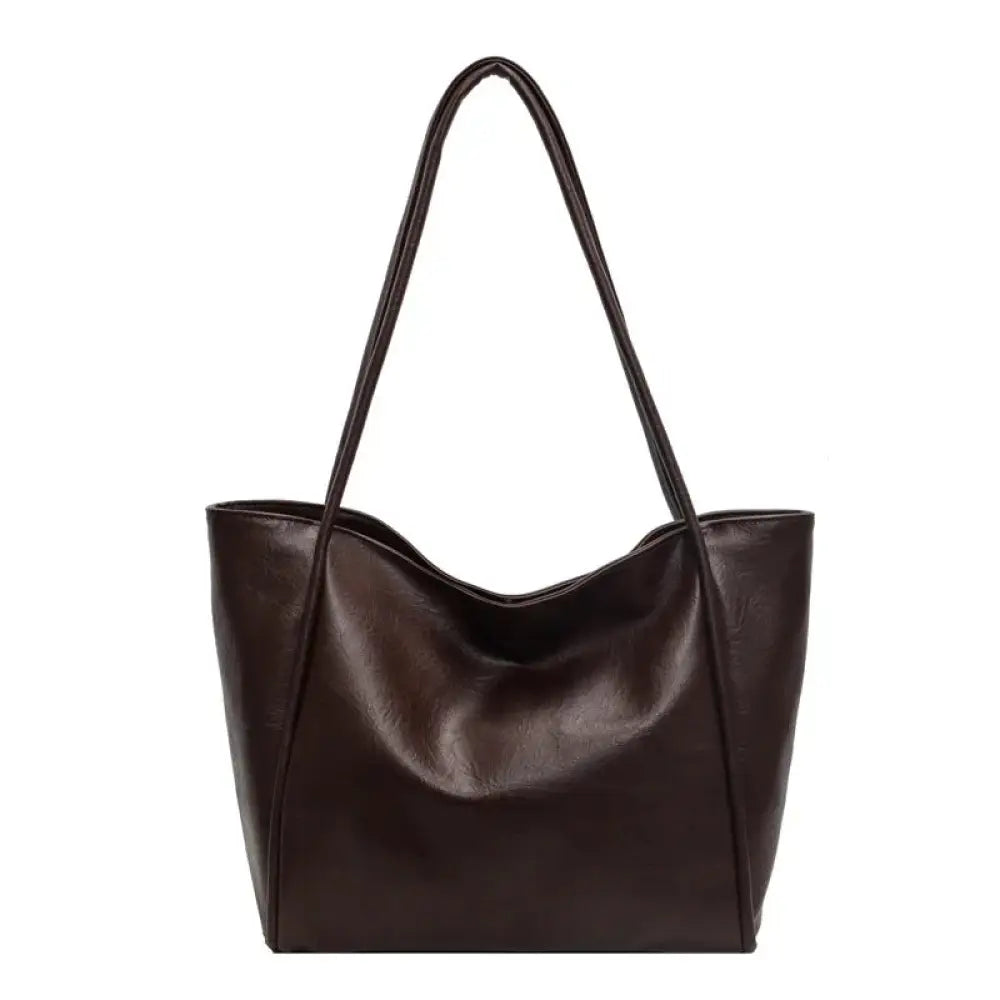 Large Faux Leather Minimalist Commuter Tote Bag