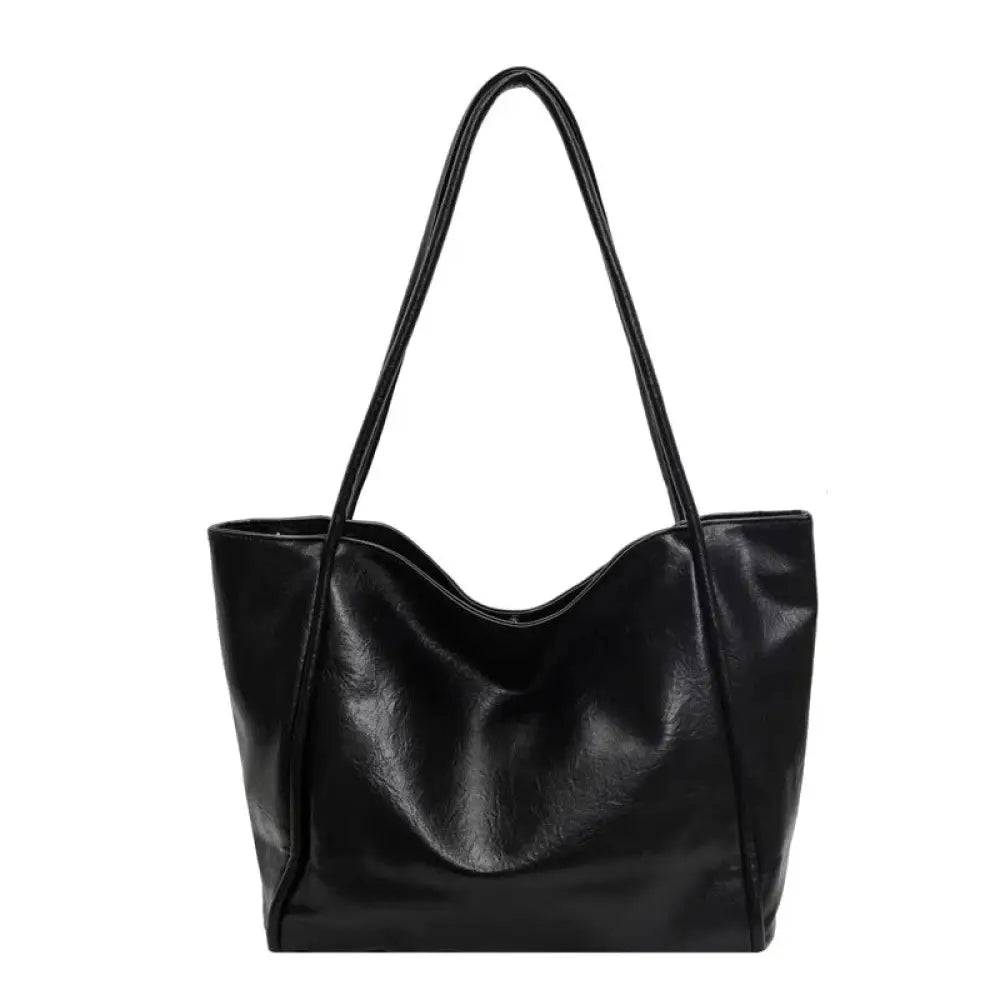 Large Faux Leather Minimalist Commuter Tote Bag