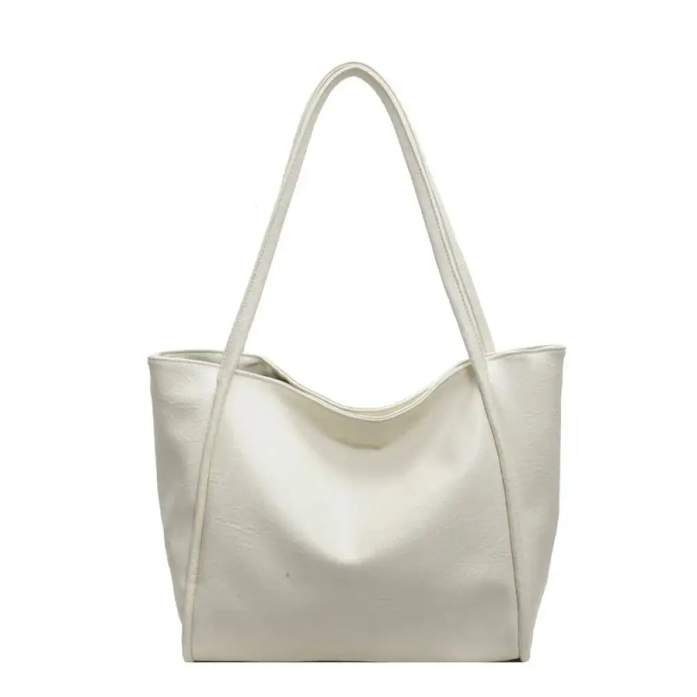 Large Faux Leather Minimalist Commuter Tote Bag